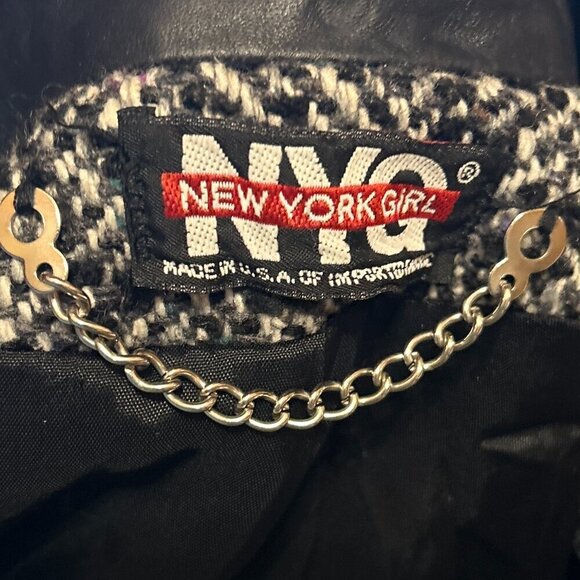 Vintage - NYG SZ 7 Black Boucle Tweed Wool Coat Preppy Classic Capsule Wardrobe - Picture 6 of 7